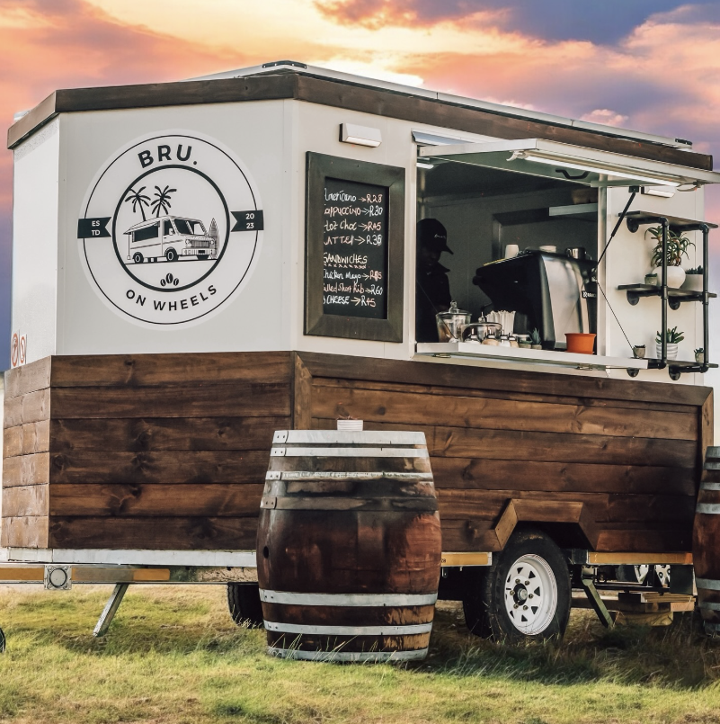 BRU. On Wheels coffee truck at sunset